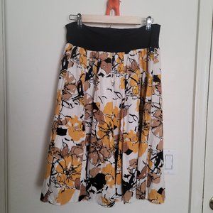 Susan Bristol Linen Floral Midi Skirt  Size M